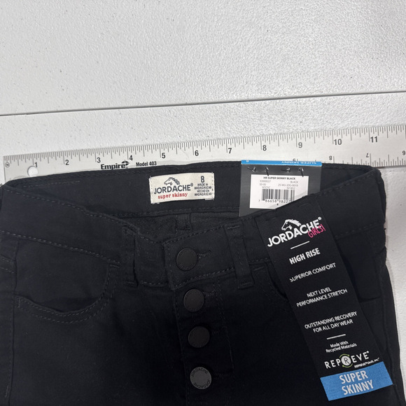 Jordache Girls Super Skinny Jeans High Rise Adjustable Waist Pants Size 8 Black - Picture 6 of 12